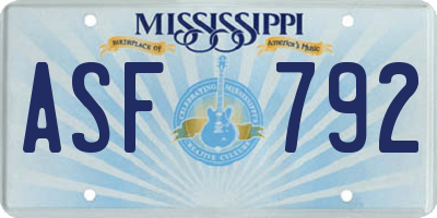 MS license plate ASF792