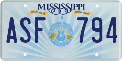 MS license plate ASF794