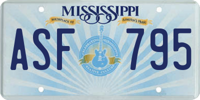 MS license plate ASF795