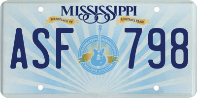 MS license plate ASF798