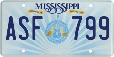 MS license plate ASF799