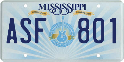 MS license plate ASF801