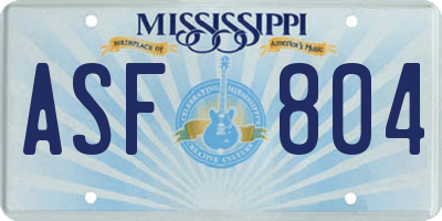 MS license plate ASF804