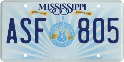 MS license plate ASF805