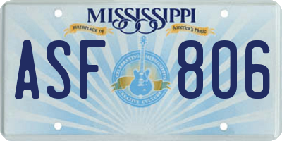 MS license plate ASF806