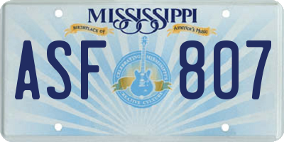 MS license plate ASF807