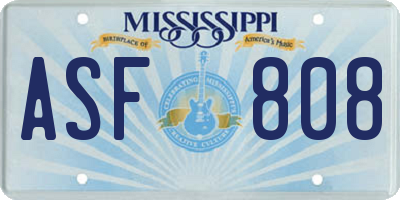MS license plate ASF808