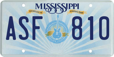 MS license plate ASF810
