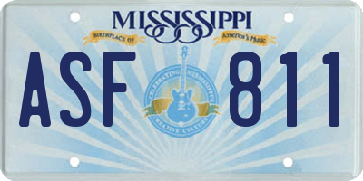 MS license plate ASF811