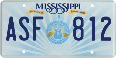 MS license plate ASF812