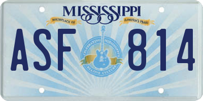 MS license plate ASF814