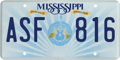 MS license plate ASF816