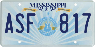 MS license plate ASF817