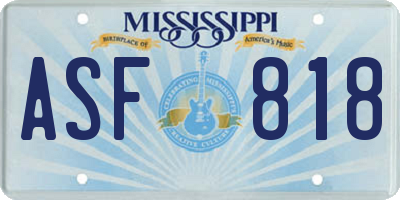 MS license plate ASF818