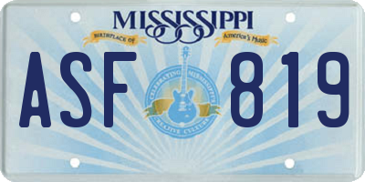 MS license plate ASF819