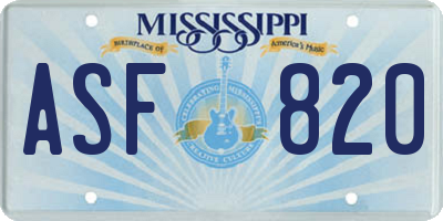 MS license plate ASF820