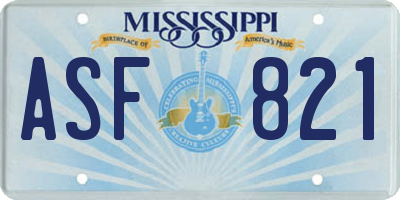 MS license plate ASF821