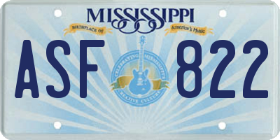 MS license plate ASF822