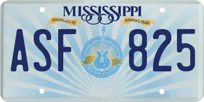MS license plate ASF825