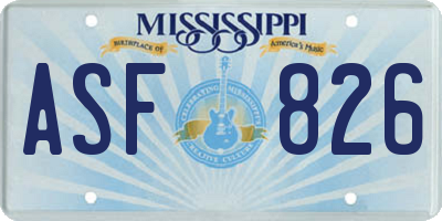 MS license plate ASF826
