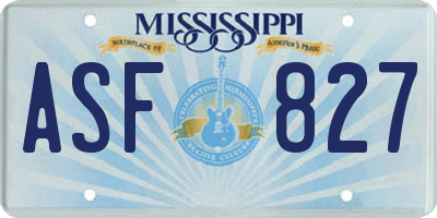 MS license plate ASF827
