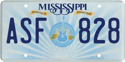 MS license plate ASF828