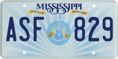 MS license plate ASF829