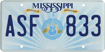 MS license plate ASF833