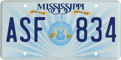MS license plate ASF834