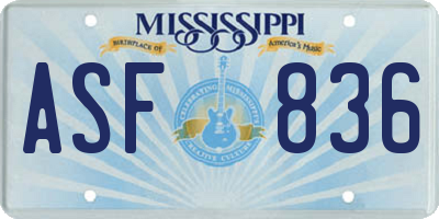 MS license plate ASF836