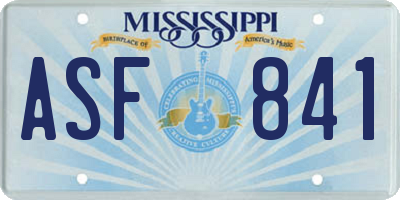 MS license plate ASF841