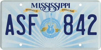 MS license plate ASF842