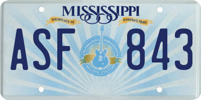 MS license plate ASF843
