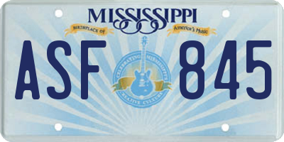 MS license plate ASF845