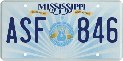 MS license plate ASF846