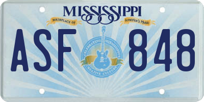 MS license plate ASF848