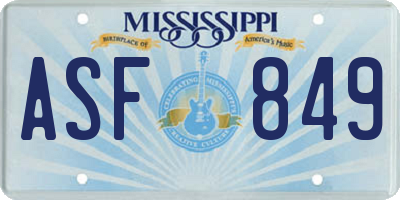 MS license plate ASF849