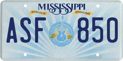 MS license plate ASF850
