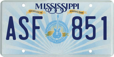 MS license plate ASF851