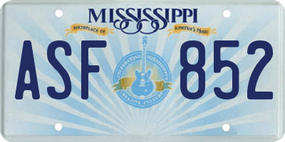 MS license plate ASF852