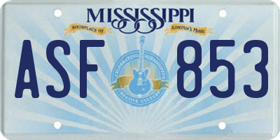 MS license plate ASF853