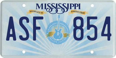 MS license plate ASF854