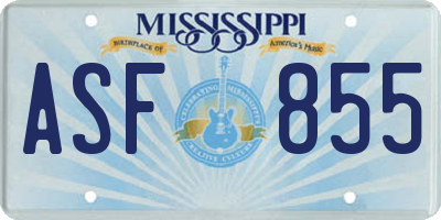 MS license plate ASF855