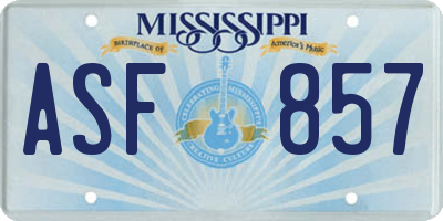 MS license plate ASF857