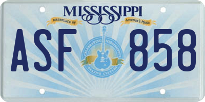 MS license plate ASF858