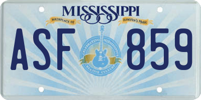 MS license plate ASF859