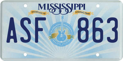 MS license plate ASF863