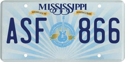 MS license plate ASF866