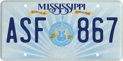 MS license plate ASF867