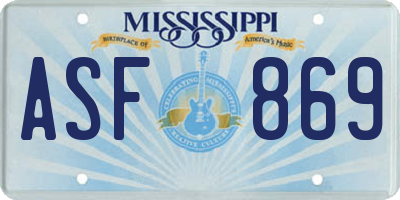 MS license plate ASF869
